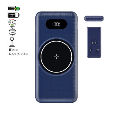 POLLY POWERBANK LACİVERT 10.000 MAH 22,5W PD HIZLI ŞARJ 15,5W MAGSAFE - 1